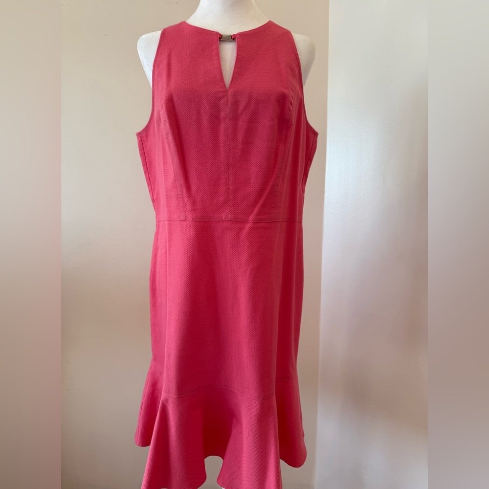 Ann Taylor Pink Keyhole Neck Ruffle Hem Dress - New